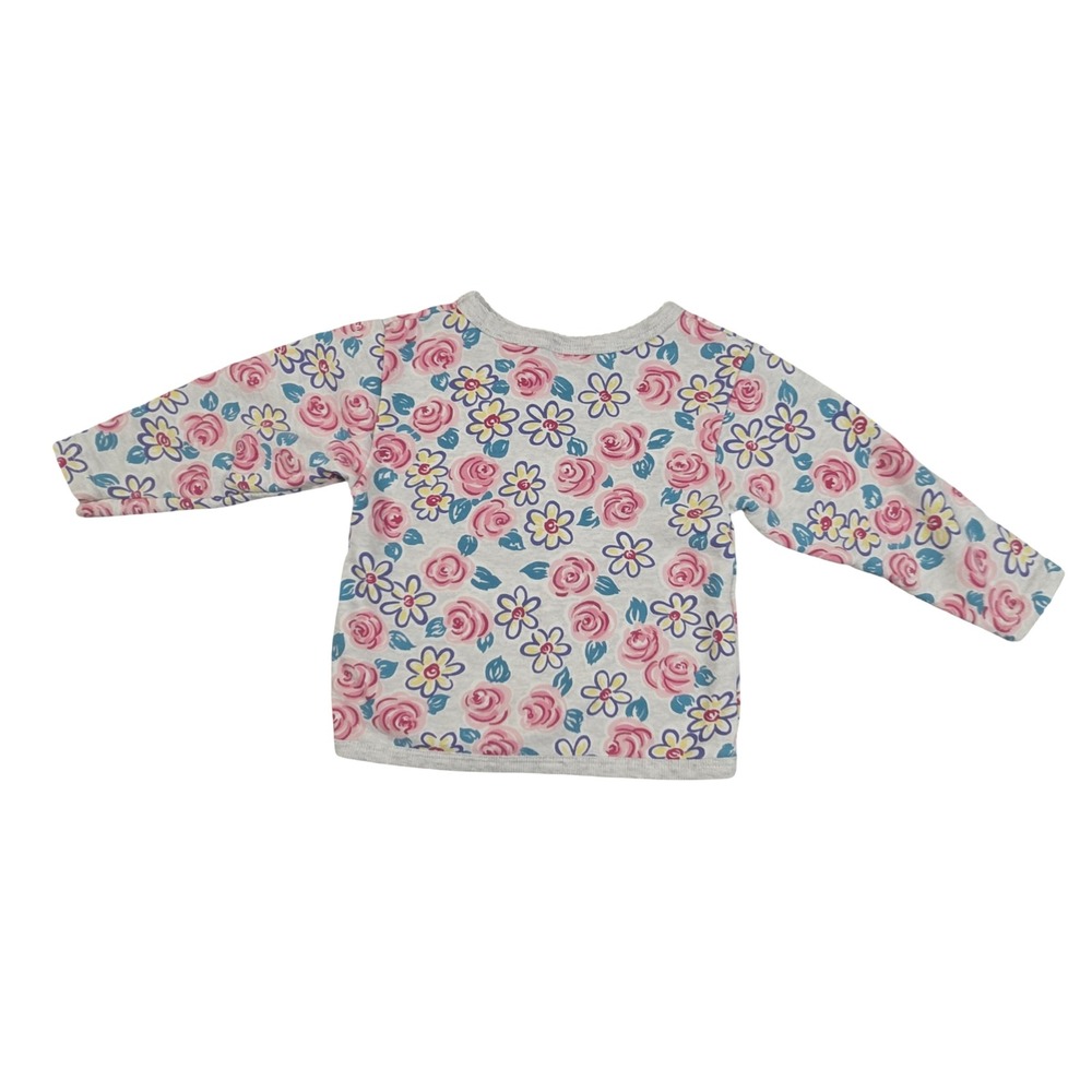 Vintage Girls Floral Sweatshirt 3T Pink Rose Daisy Cottagecore Y2K Retro